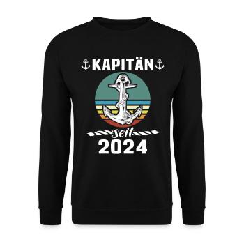 Kapitän 2024 Bootsführerschein - Unisex Pullover - Schwarz - Vorne - Alina (178cm) & Michal (187cm)