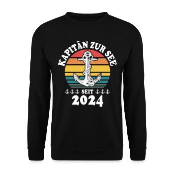 Kapitän Bootsführerschein 2024 - Unisex Pullover - Schwarz - Vorne - Alina (178cm) & Michal (187cm)