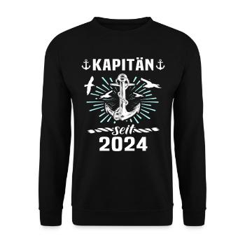 Kapitän 2024 Bootsführerschein - Unisex Pullover - Schwarz - Vorne - Alina (178cm) & Michal (187cm)