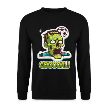Zombie Fußball, Tor! - Unisex Pullover - Schwarz - Vorne - Alina (178cm) & Michal (187cm)