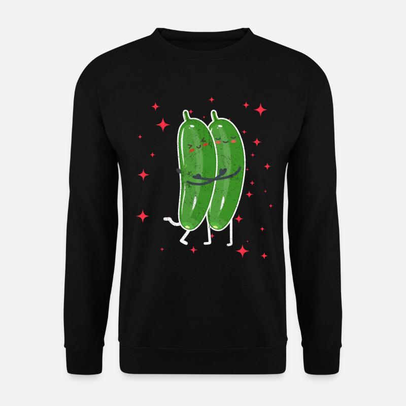 Cute Cucumber Couple Hugging Cucumber Fruits - Unisex Pullover - Schwarz