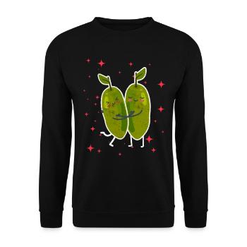 Cute Curuba Couple Hugging Curuba Fruits - Unisex Pullover - Schwarz - Vorne - Alina (178cm) & Michal (187cm)