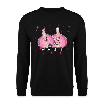 Couple d’ail mignon étreignant les amateurs d’ail - Sweat-shirt Unisexe - noir - Devant - Alina (178cm) & Michal (187cm)