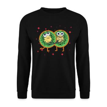 Cute Kiwi Couple Hugging Kiwi Fruit Lovers - Unisex Pullover - Schwarz - Vorne - Alina (178cm) & Michal (187cm)