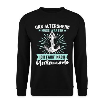 Ueckermünde Sprüche - Unisex Pullover - Schwarz - Vorne - Alina (178cm) & Michal (187cm)