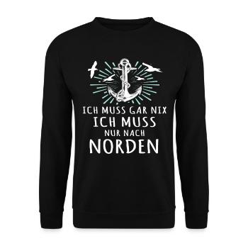 Norden Sprüche Nordener - Unisex Pullover - Schwarz - Vorne - Alina (178cm) & Michal (187cm)