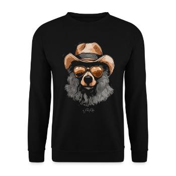 In a hat and sunglasses: A cool bear - Unisex Sweatshirt - black - Front - Alina (178cm) & Michal (187cm)