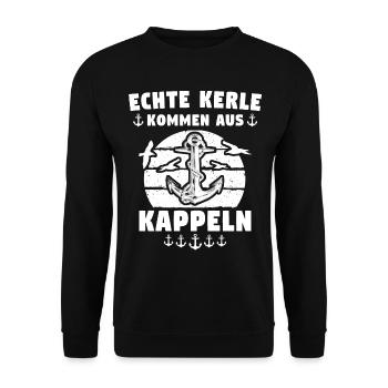 Kappeln Sprüche Kappelner - Unisex Pullover - Schwarz - Vorne - Alina (178cm) & Michal (187cm)
