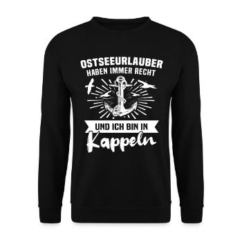 Kappeln Sprüche Kappelner - Unisex Pullover - Schwarz - Vorne - Alina (178cm) & Michal (187cm)