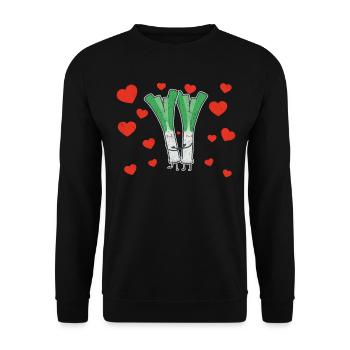 Couple de poireaux mignon étreignant les amateurs de légumes de poireaux - Sweat-shirt Unisexe - noir - Devant - Alina (178cm) & Michal (187cm)