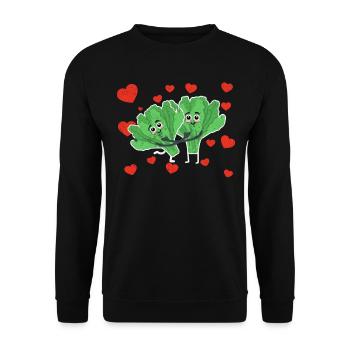 Cute Lettuce Couple Hugging Lettuce Salad Lovers - Unisex Pullover - Schwarz - Vorne - Alina (178cm) & Michal (187cm)