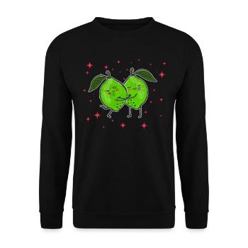 Mignon Couple De Citron Vert Étreignant Les Amateurs D’agrumes De Citron Vert - Sweat-shirt Unisexe - noir - Devant - Alina (178cm) & Michal (187cm)