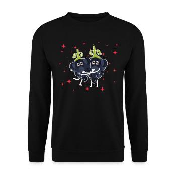 Cute Mulberry Couple Hugging Mulberry Fruit Lovers - Unisex Pullover - Schwarz - Vorne - Alina (178cm) & Michal (187cm)