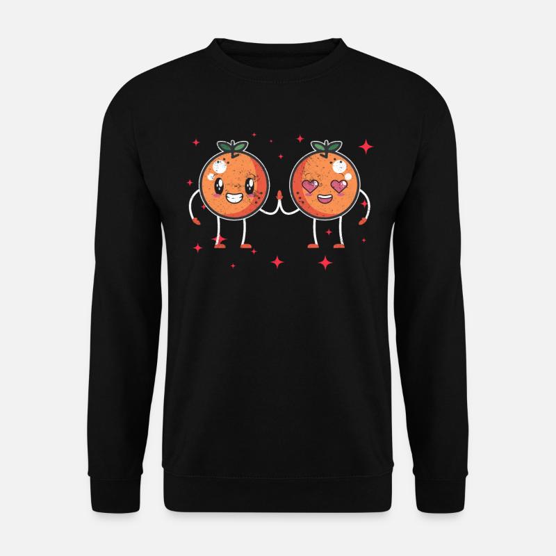Cute Orange Couple Hugging Orange Fruit Lovers - Unisex Sweatshirt - black