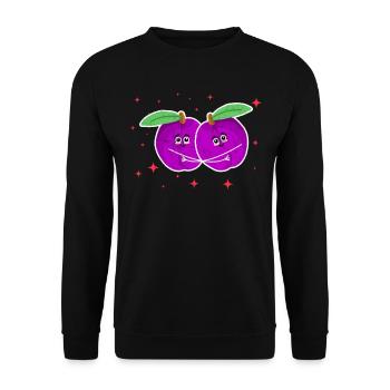 Cute Plum Couple Hugging Plum Fruit Lovers - Unisex Pullover - Schwarz - Vorne - Alina (178cm) & Michal (187cm)