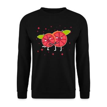 Cute Pomelo Couple Hugging Pomelo Fruit Lovers - Unisex Pullover - Schwarz - Vorne - Alina (178cm) & Michal (187cm)