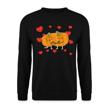 Cute Pumpkin Couple Hugging Pumpkin Fruit Lovers - Unisex Pullover - Schwarz - Vorne - Alina (178cm) & Michal (187cm)