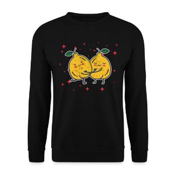 Cute Quince Couple Hugging Quince Fruit Lovers - Unisex Sweatshirt - black - Front - Alina (178cm) & Michal (187cm)