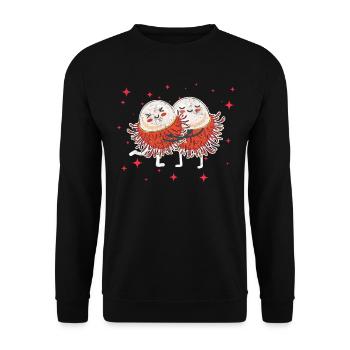 Cute Rambutan Couple Hugging Rambutan Fruit Lovers - Unisex Pullover - Schwarz - Vorne - Alina (178cm) & Michal (187cm)