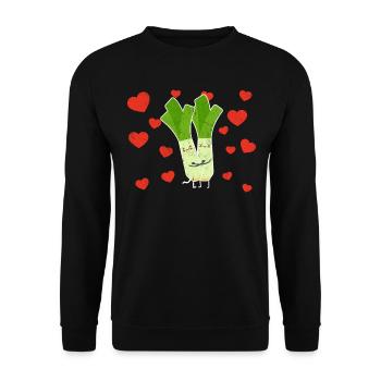Mignon Couple D’oignon De Printemps Étreindre L’amour De L’oignon De Printemps - Sweat-shirt Unisexe - noir - Devant - Alina (178cm) & Michal (187cm)