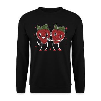 Couple mignon de fraises étreignant les amateurs de fraises - Sweat-shirt Unisexe - noir - Devant - Alina (178cm) & Michal (187cm)