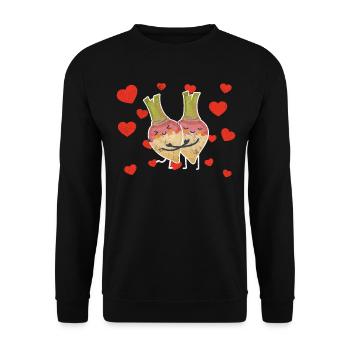 Mignon Suédois Rutabaga Couple Étreindre Amateur De Légumes - Sweat-shirt Unisexe - noir - Devant - Alina (178cm) & Michal (187cm)
