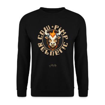 Cow Pimp Republic: Cow Farmers, Farmers and Cows - Unisex Sweatshirt - black - Front - Alina (178cm) & Michal (187cm)