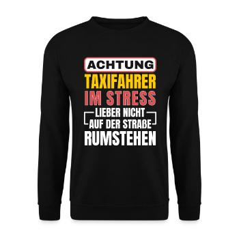 Taxifahrer Ausbildung und Voraussetzungen - Unisex Pullover - Schwarz - Vorne - Alina (178cm) & Michal (187cm)