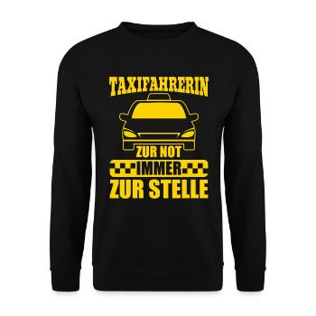 Taxifahrer Sauberes und gepflegtes Fahrzeug - Unisex Pullover - Schwarz - Vorne - Alina (178cm) & Michal (187cm)