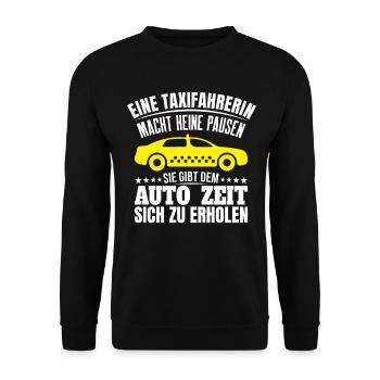 Taxifahrer Sauberes und gepflegtes Fahrzeug - Unisex Pullover - Schwarz - Vorne - Alina (178cm) & Michal (187cm)