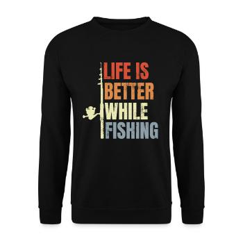 Pêche Vintage - Sweat-shirt Unisexe - noir - Devant - Alina (178cm) & Michal (187cm)