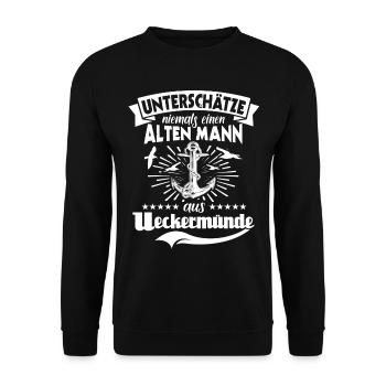 Ueckermünde Sprüche Ueckermünder - Unisex Pullover - Schwarz - Vorne - Alina (178cm) & Michal (187cm)