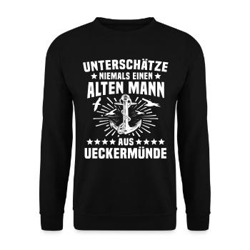 Ueckermünde Sprüche Ueckermünder - Unisex Pullover - Schwarz - Vorne - Alina (178cm) & Michal (187cm)