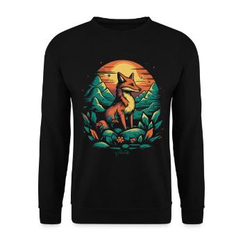 Ein Fuchs auf dem Feld - Unisex Pullover - Schwarz - Vorne - Alina (178cm) & Michal (187cm)