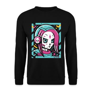 Weltraum: Anime Manga Kunst Astronauten Mädchen - Unisex Pullover - Schwarz - Vorne - Alina (178cm) & Michal (187cm)