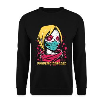 Pandemic damaged manga anime zombie girl - Unisex Sweatshirt - black - Front - Alina (178cm) & Michal (187cm)