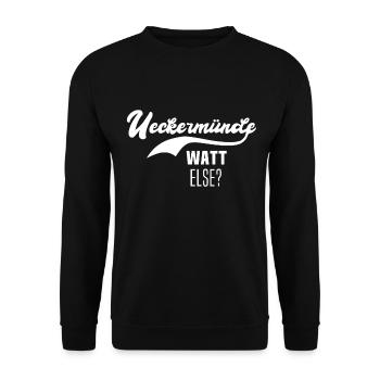Ueckermünde Sprüche - Unisex Pullover - Schwarz - Vorne - Alina (178cm) & Michal (187cm)