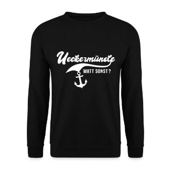 Ueckermünde Sprüche - Unisex Pullover - Schwarz - Vorne - Alina (178cm) & Michal (187cm)