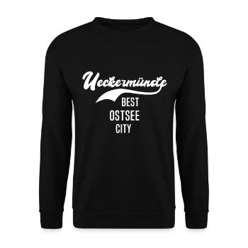 Ueckermünde Sprüche - Unisex Pullover - Schwarz - Vorne - Alina (178cm) & Michal (187cm)