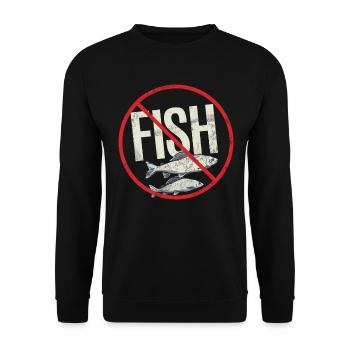 No Fish Allergy Awareness Warning Allergic - Unisex Sweatshirt - black - Front - Alina (178cm) & Michal (187cm)