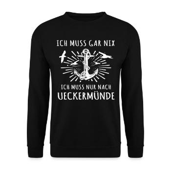 Ueckermünde - Unisex Pullover - Schwarz - Vorne - Alina (178cm) & Michal (187cm)