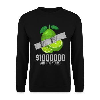 Klebeband Limette Fruchtliebhaber Lustiges Zitat - Unisex Pullover - Schwarz - Vorne - Alina (178cm) & Michal (187cm)