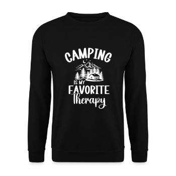 Camping ist meine Lieblingstherapie Lustiger Campingliebhaber - Unisex Pullover - Schwarz - Vorne - Alina (178cm) & Michal (187cm)