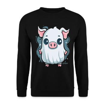 The Little Ghost Pig - Unisex Sweatshirt - black - Front - Alina (178cm) & Michal (187cm)