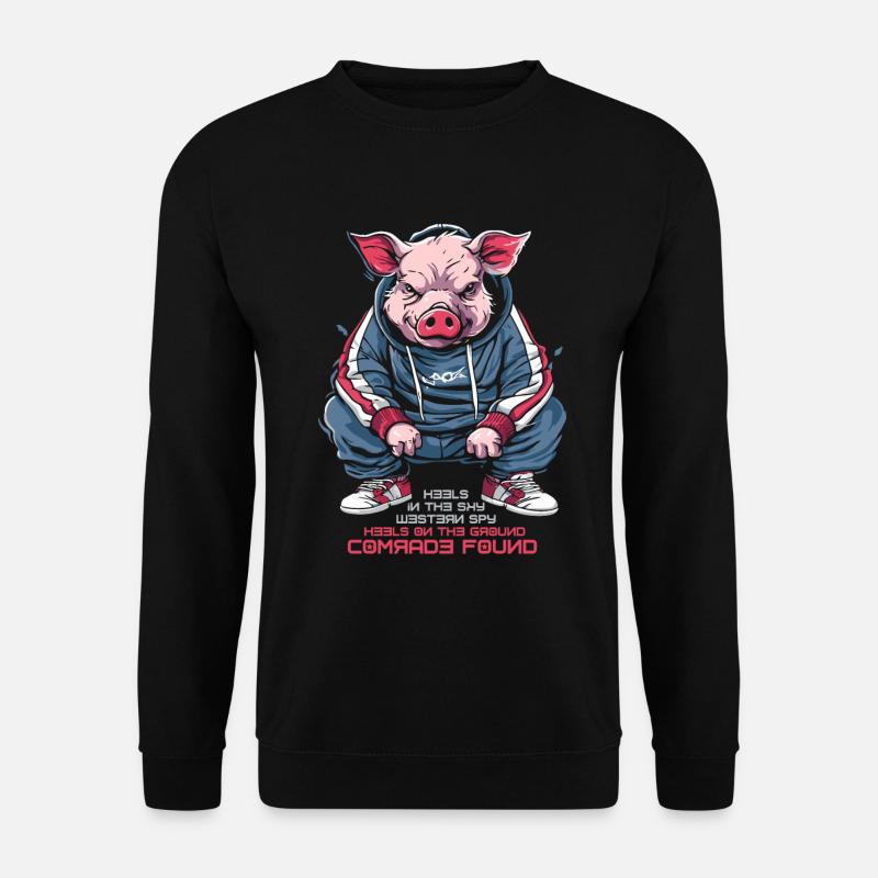 West Spy or Comrade, Slavic Gopnik Pig - Unisex Sweatshirt - black