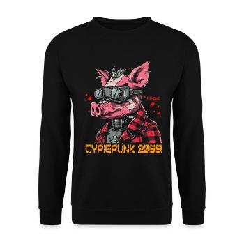 Cyber Cochon Punk - Sweat-shirt Unisexe - noir - Devant - Alina (178cm) & Michal (187cm)