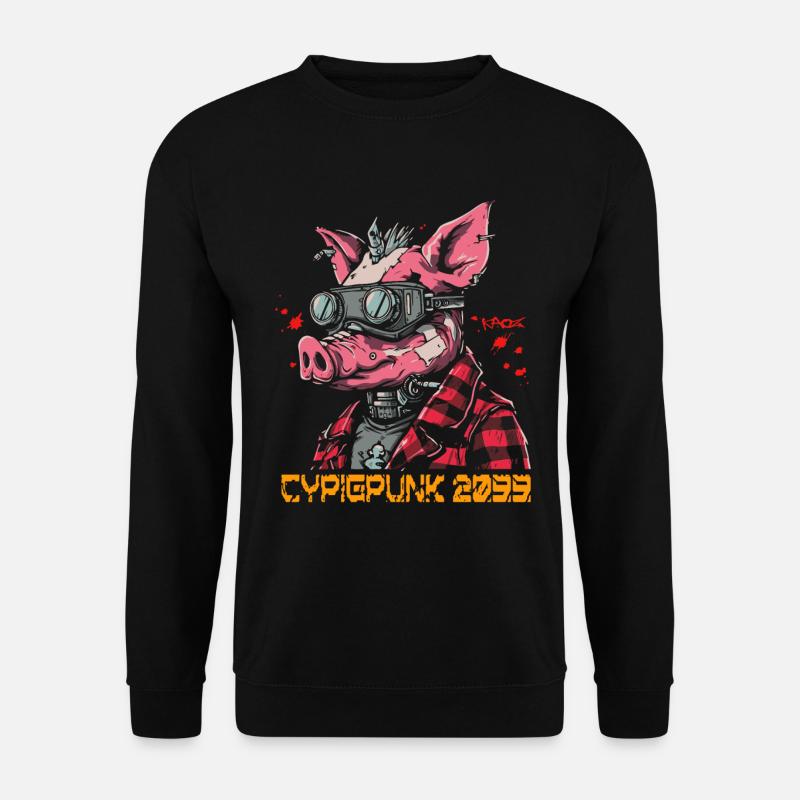 Cyber Schwein Punk - Unisex Pullover - Schwarz