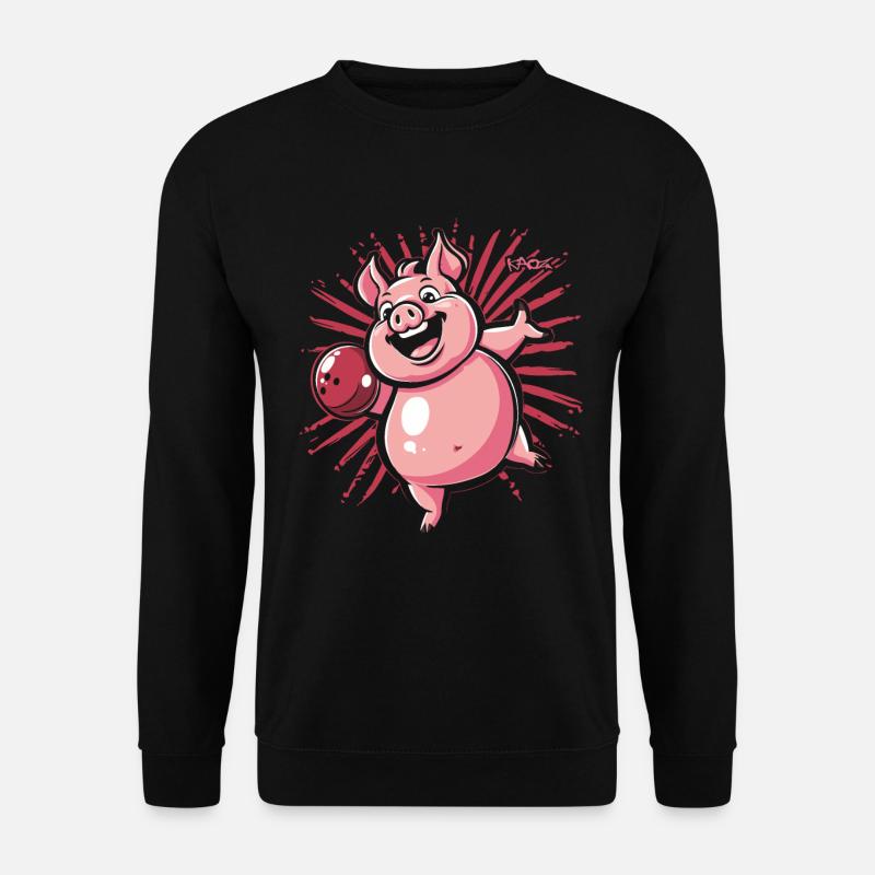 A happy pig bowling - Unisex Sweatshirt - black