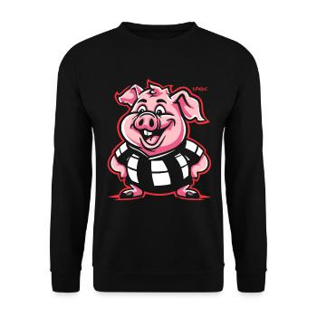 Eine Überraschung, molliges rundes Schwein - Unisex Pullover - Schwarz - Vorne - Alina (178cm) & Michal (187cm)