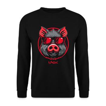 A cool pig with sunglasses - Unisex Sweatshirt - black - Front - Alina (178cm) & Michal (187cm)
